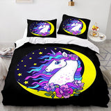 Unicorn Duvet Cover Set Cartoon Galaxy Rainbow Colourful Unicorn Cute Romantic Theme for Kids Girls Polyester Comforter Cover