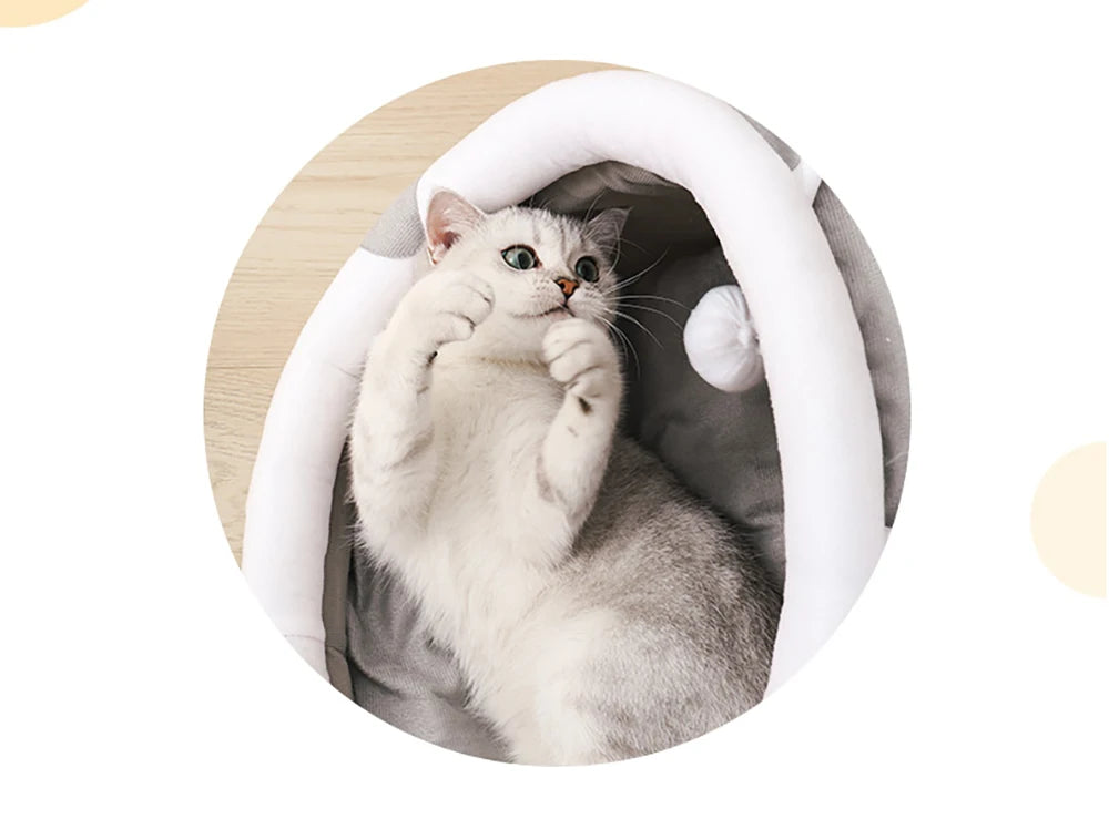 Cute Cat Bed Pet House Kitten Lounger Cushion Small Dog Tent Mat Washable Puppy Basket Cave Mat Soft for Cats House Bed Supplies