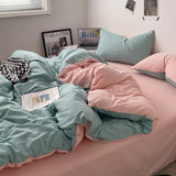 100% Cotton Pink Bedding Set Nordic Chic Duvet Cover Flat Sheet Pillowcase Soft Comforter Cover Bed Linen Boy Girl Home Textiles