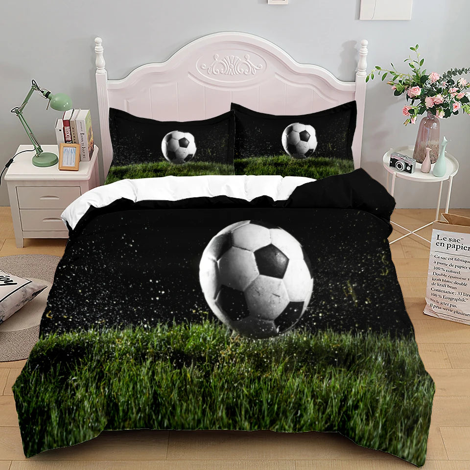 Football Duvet Cover Set 3D Soccer Printed Boys Teens Bedding Set Sports Theme Double Queen King Size 2/3pcs Comforter Cover