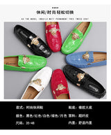 2023 New Men Loafers Leather Driving Boat Shoes Slip-On Casual Shoes Breathable Soft Male Flats Red Lazy Beanie Shoes Plus Size