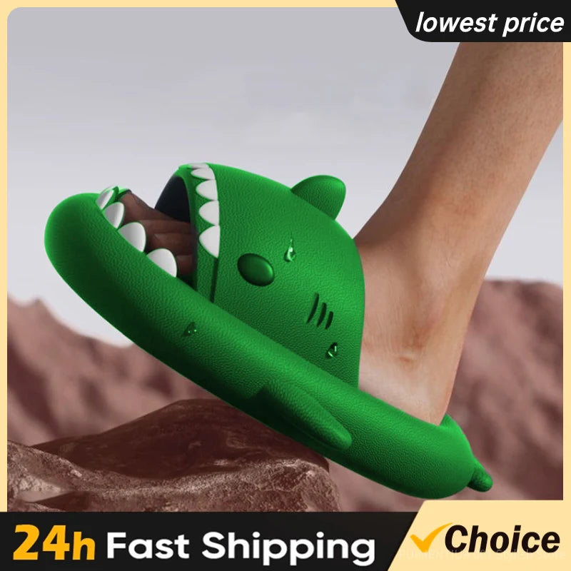 2024 New Summer Shark Slippers Women Slides Men Bathroom Flip Flops Home Anti-Skid Flat Shoes Outdoor Children'S Funny Sandals