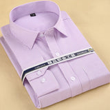 8XL Plus Size Men's Top Quality Dress Shirts Long Sleeve Slim Fit Solid Striped Business Formal White Shirt Male Social Clothing