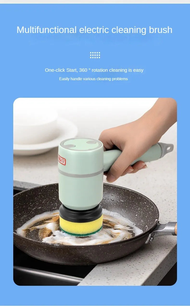 4 In 1 Electric Cleaning Brush Multi-Functional Cleaning Cloth Brush Household Automatic Handheld USB Charging Kitchen Bathroom