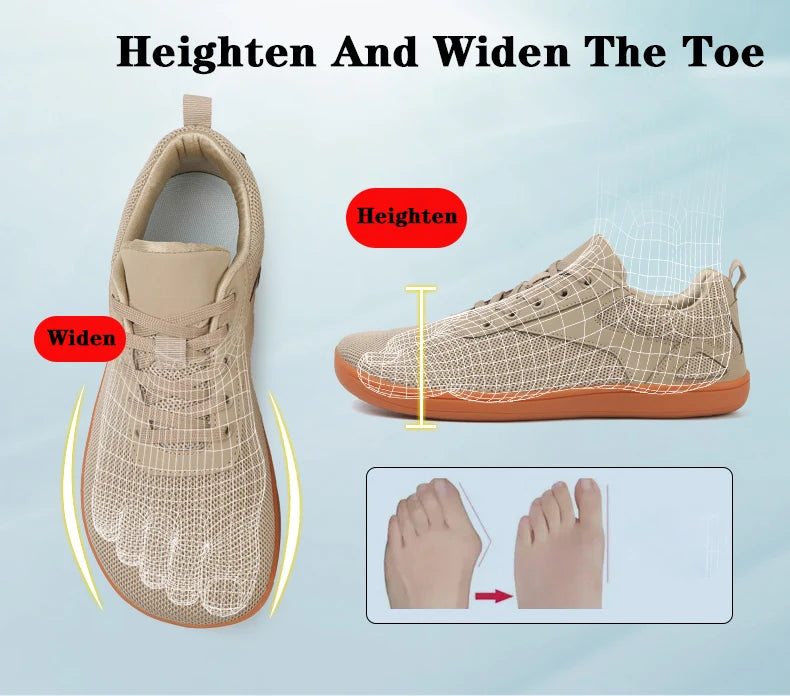 Wide-Toed Shoes Unisex Mesh Breathable Casual Men Shoes Comfortable Outdoor Barefoot Walking Sports Shoes