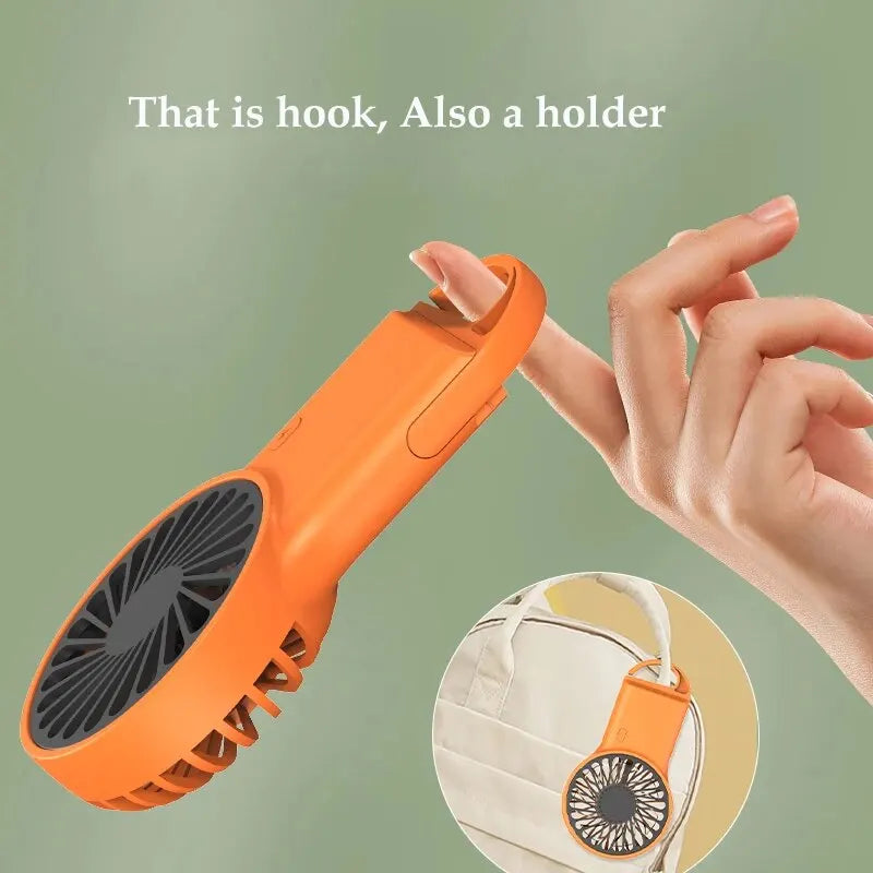 2024 New Arrival Min Wind Air Cooling Hand Portable Usb Desktop Rechargeable Handheld Fan with Hook