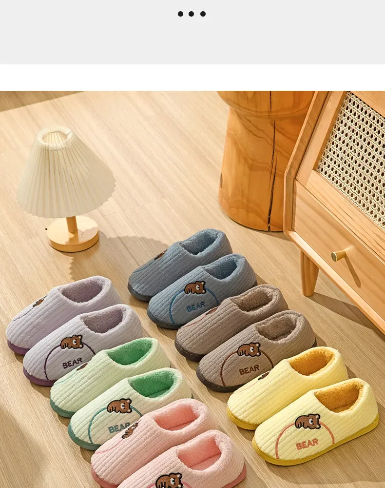 Winter Cotton Slippers for WOMEN'S Home Wear, Extra Thick and Warm, Simple and Cute Couple Winter Cotton Shoes A283