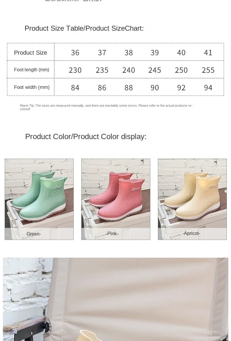 2024 New Fashionable Adult Nonslip Outer Wear Rainy Day Waterproof Rain Boots Waterproof Leisure Fishing and Sea Shoes for Women