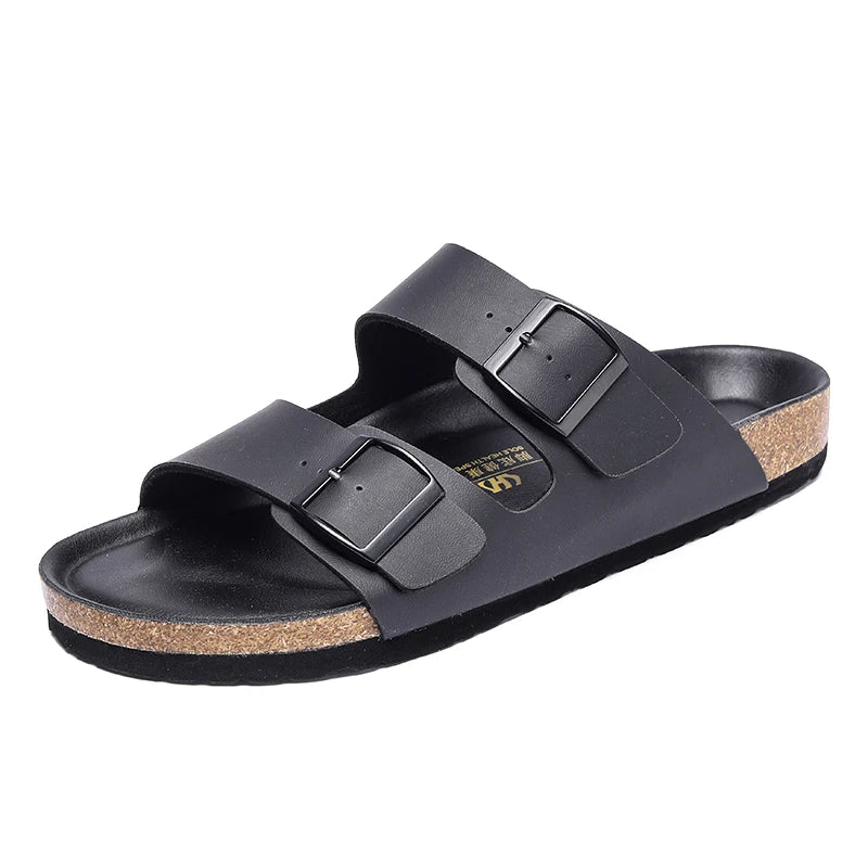 Men Leather Summer Sandals 2023 Male Women Birke Slippers Clogs Slippers Classic Buckle Cork Slides Slippers for Men Slippers