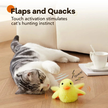 Environmentally friendly electric cat toy plush pet squeak automatic duckling interactive cat toy