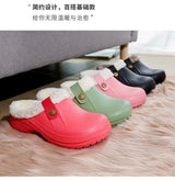 MAEDEF Men Women Slippers Waterproof EVA Warm Furry Wrapped Slippers Indoor Home Cotton Shoes Fur Slides Plush Winter Slippers