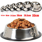 Stainless Steel Dog Cat Food Bowl Pets Quality Metal Pawprint Feeder Non-slip Pet Feeding Container with Rubber Base Accessories