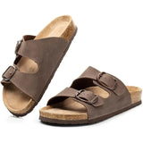 Women's Flat Sandals with Cork Insole, Open Toe Sliding Adjustable Slip-on Slippers, Suitable for Summer Sizes