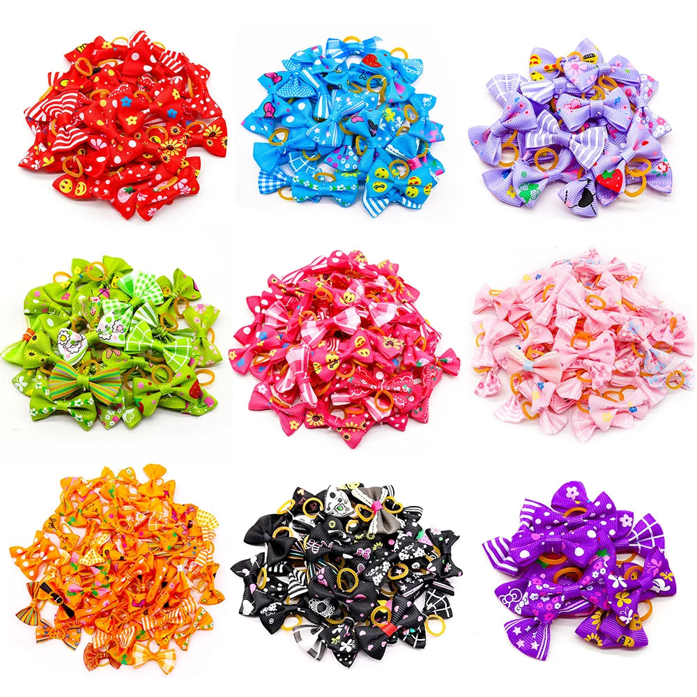 10/20/30PCS Pet Hair Accessories Bows Puppy  Grooming Bows Mix Colours Decorate Hair for Small Dog Hair Rubber Band Dog Supplier