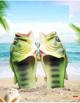 Funny Fish Slippers Mens Outdoor Beach Sandals Big Size 46 47 Gift for Fishing Enthusiasts Man Bass Slipper Unisex Slides Shoes