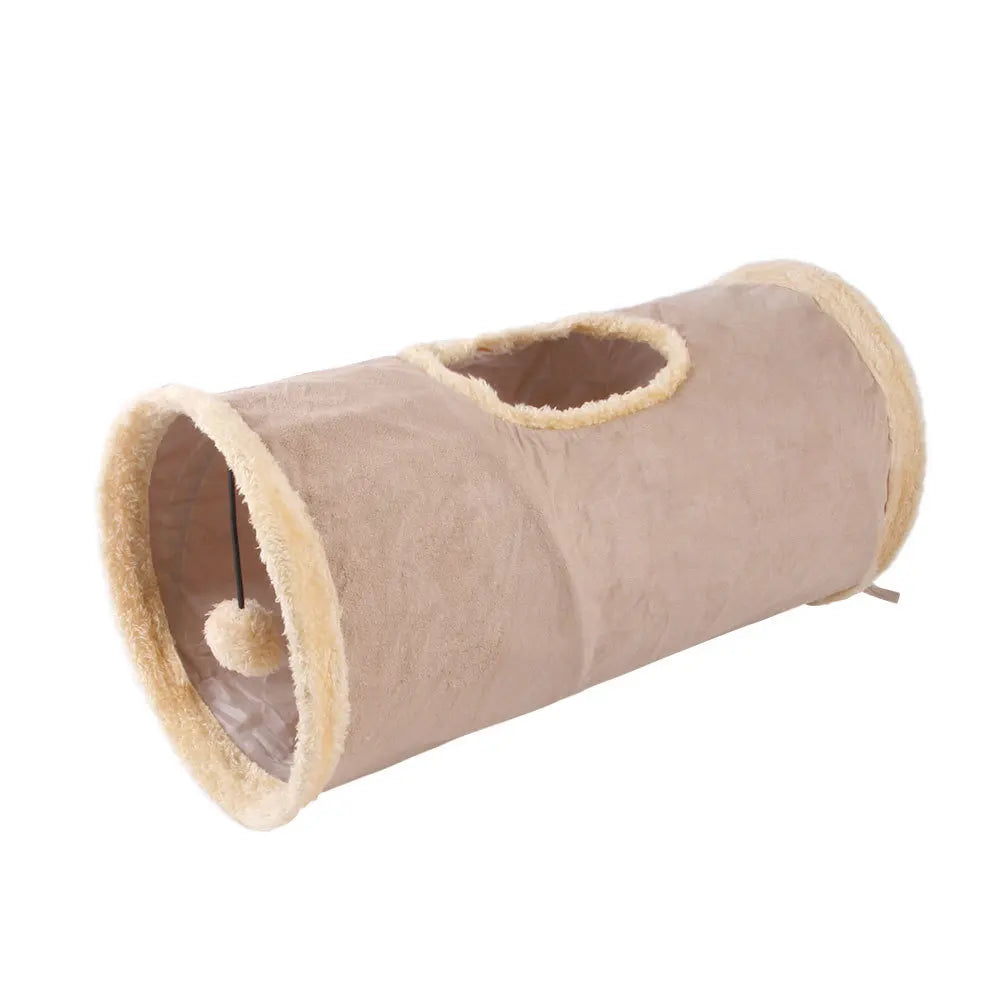 Pet Cat Plush Channel Foldable Suede Tunnel Educational Toy Warm Winter Interactive Toys for Cat Supplies