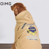 OIMG Winter Warm Big Dog Clothes Cheese Cake Printed Medium Large Dogs Hooded Sweater Golden Retriever Labrador Samoyed Hoodies