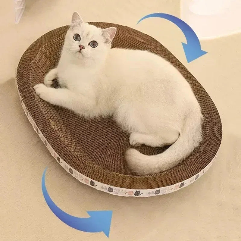 Cat Scratcher Cardboard Cat Scratcher Bed Corrugated Oval Cat Scratch Pad Board Claw Toys for Cats Wear-Resistant Cat Bed Nest