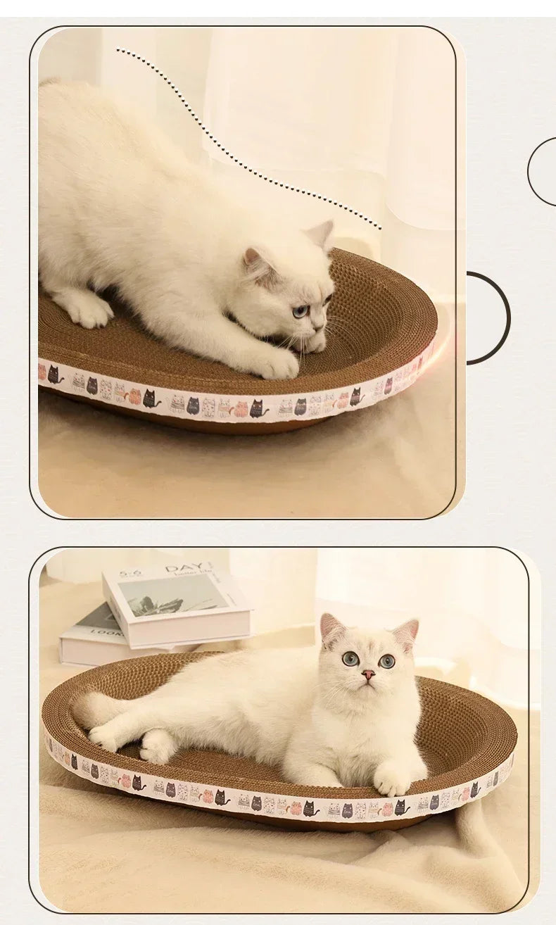 Cat Scratcher Cardboard Cat Scratcher Bed Corrugated Oval Cat Scratch Pad Board Claw Toys for Cats Wear-Resistant Cat Bed Nest