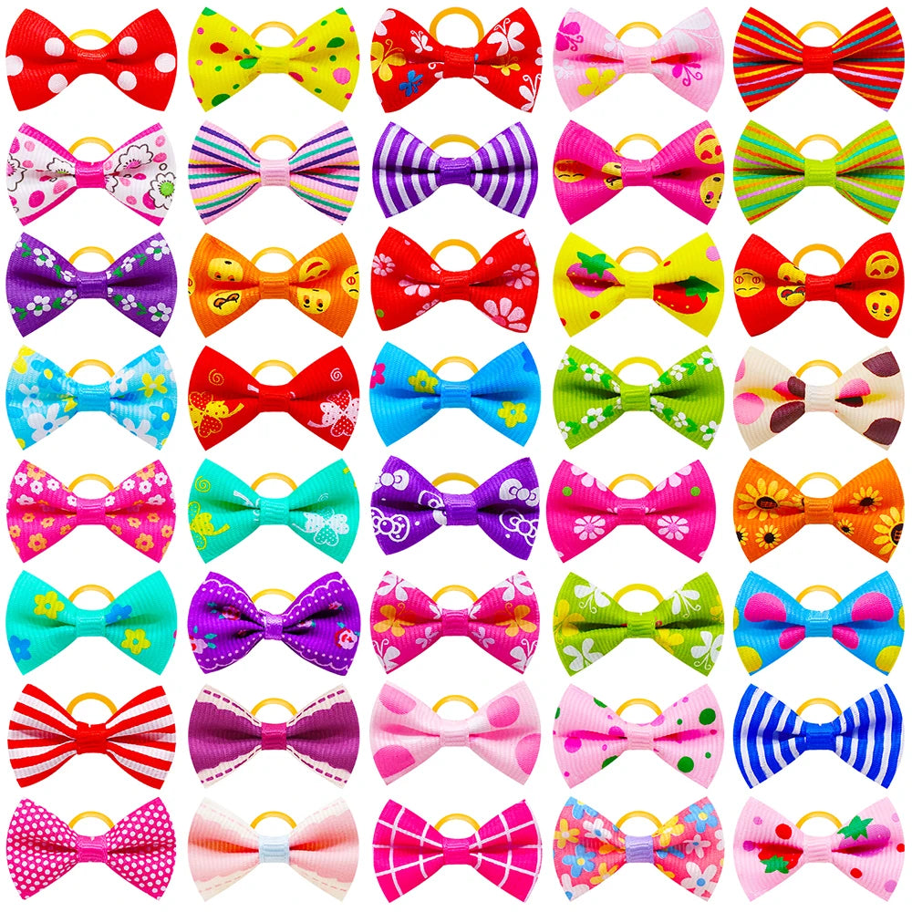 10/20/30PCS Pet Hair Accessories Bows Puppy  Grooming Bows Mix Colours Decorate Hair for Small Dog Hair Rubber Band Dog Supplier