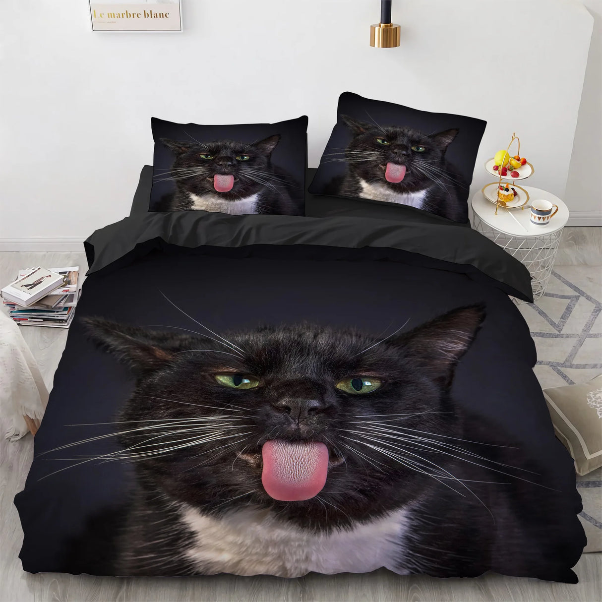 3D Cat Bedding Set Luxury Animal Duvet Cover with Pillowcase Queen King Single Double Size for Girls Boy Polyester Quilt Cover