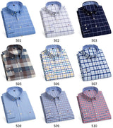 100% Pure Cotton Oxford Shirts for Men Long Sleeve  Plaid Shirt Striped Male BusinessTartan  Red Shirt Mans Designer Clothes