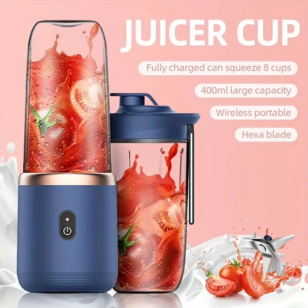 Portable Blender Bottle Electric 6 Blades Multifunction Juice Blender Fresh Juice Smoothie Blender Ice CrushCup Food Processor