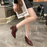 Retro Women's Ankle Boots 2024 New Pointy V-neck Patent-leather Women High Heels Simple Versatile Commuting Office Female Shoes