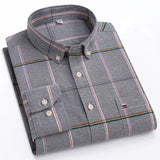 100% Cotton Mens Oxford Shirts New Hot Sale Long Sleeve Casual Stripe Soft Buttoned Plaid Formal Male Clothes Plus Size 7XL 6XL