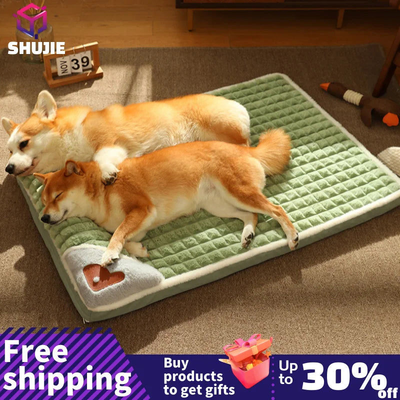 Dog Mat for Spring Luxury Pad for Small Medium Large Dogs Plaid Bed for Cats Dogs Fluff Sleeping Removable Washable Pet Bed 2024