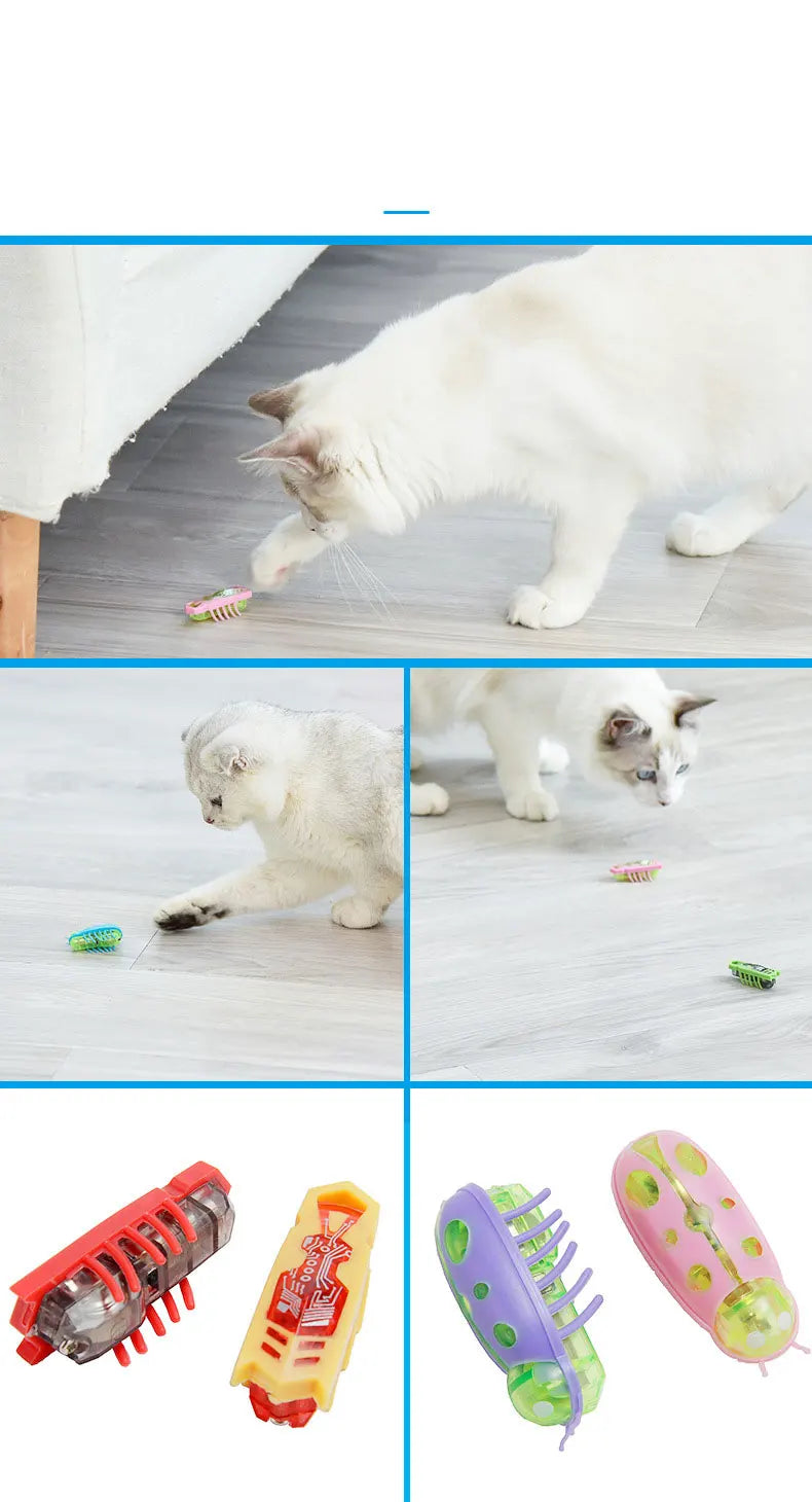 2PCS Pet Interactive Electric Bug Mice Cat Toy Electric Toothbrush Worm Micro-nano Worm Obstacle Automatic Flip Pet Cat Supply