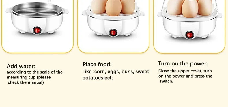 Multifunctional Egg Boiler Electric Egg Steamer Cooking Breakfast Machine Double Layers Egg Cooker Mini Steamer Poacher Kitchen