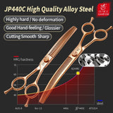 Fenice High-grade 6.5/7.25 inch Straight/Curved JP440C Thinning Rate 25%-70% Shears Chunker Scissors Pets Dog Grooming Scissors