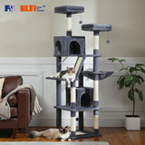 Large Cat Tree Tall Cat Tower for Indoor Cats Multi-Level Plush Cat Condo with Scratching Posts Scratching Boards Perches Caves