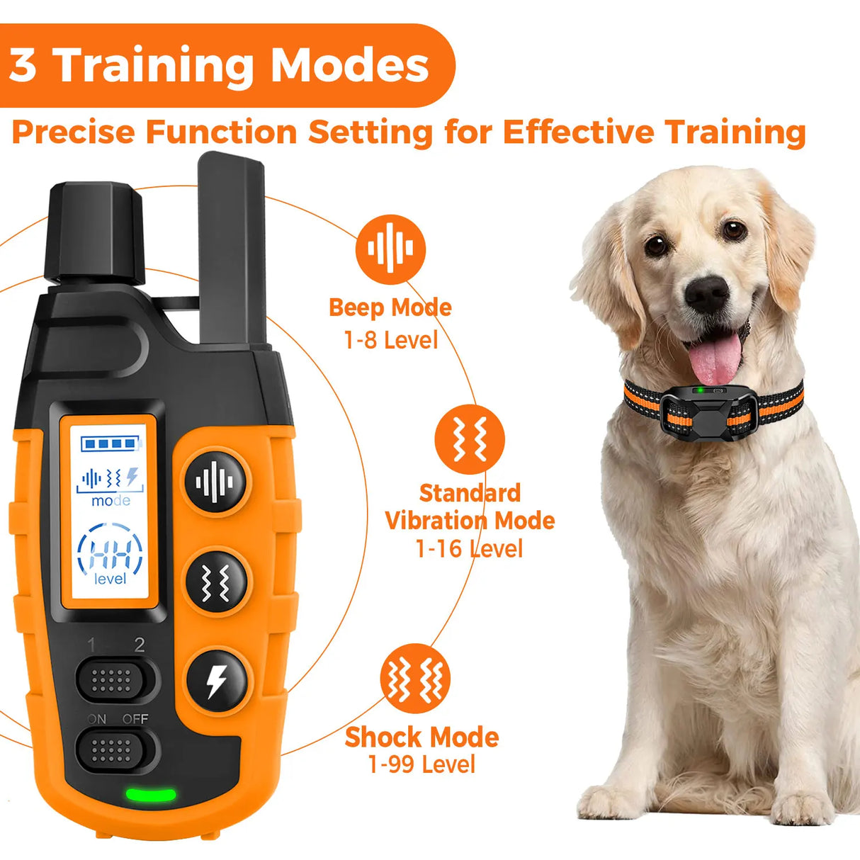 3300Ft Electric Dog Training Collar Remote Control Waterproof Pet BehaviorFor 5-120lbs Puppy With Shock Vibration