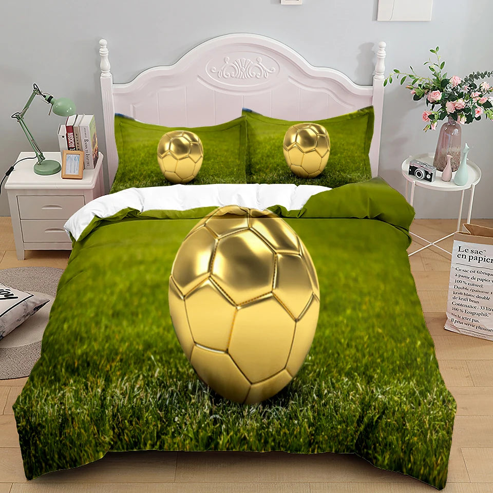 Football Duvet Cover Set 3D Soccer Printed Boys Teens Bedding Set Sports Theme Double Queen King Size 2/3pcs Comforter Cover