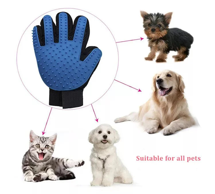 Pet Grooming Glove for Dog Cat Rabbit Fur 2 Sided Massage Grooming Brush Bath Cleaning Gloves De-Shedding De-Matting Pet Hair