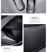 Leather Slippers For Men New Hotel Beach Summer Shoes High Quality Big Size  Slip On Light Flats Male Flip Flops 2023