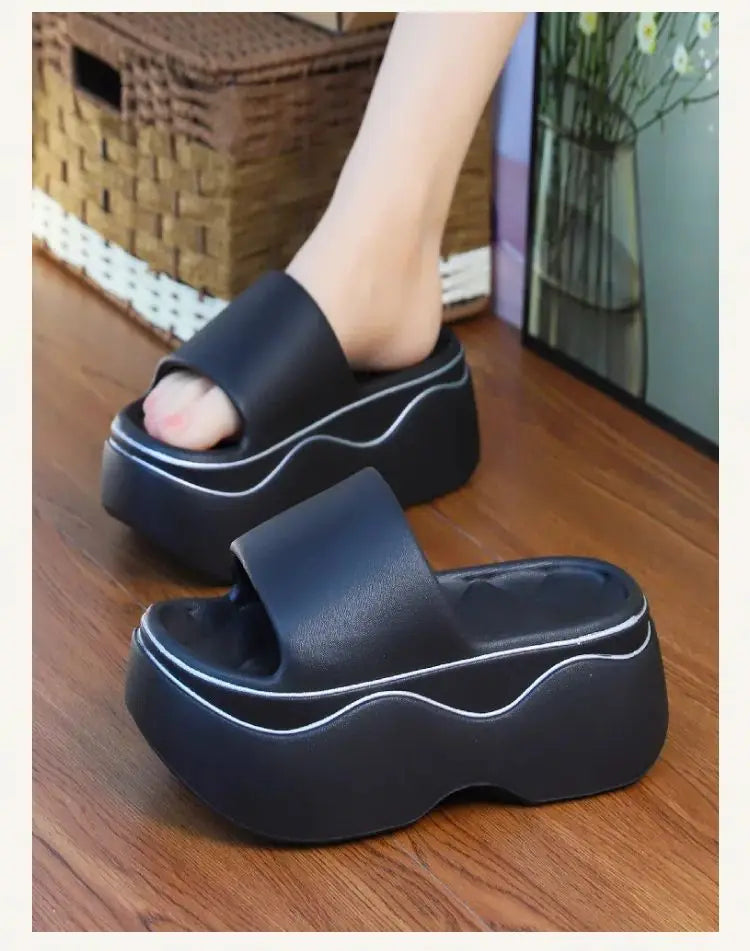 Women Non Slip Elevated Slippers New White Thick Sole EVA Slipper Women Fashion Home Platform Slippers for Summer Outwear Sandal