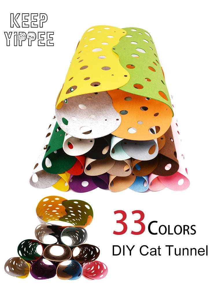 Splicing Cat Tunnel Bed For Pusscat Foldable Tube DIY Cats Play Activity Rug Toy For Interactive Felt Pom Nest Deformable