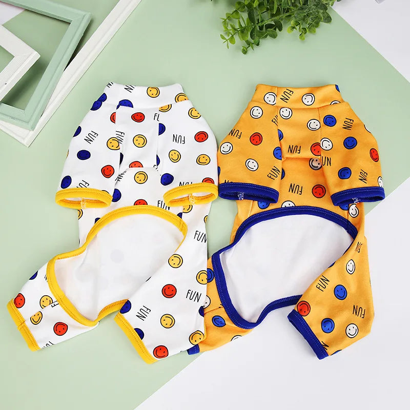 Cute Small Dogs Pajamas For Pet Dogs Cat Clothes Puppy Jumpsuit For Dog Coat For Chihuahua Pomeranian Dogs Print Clothing Shirt