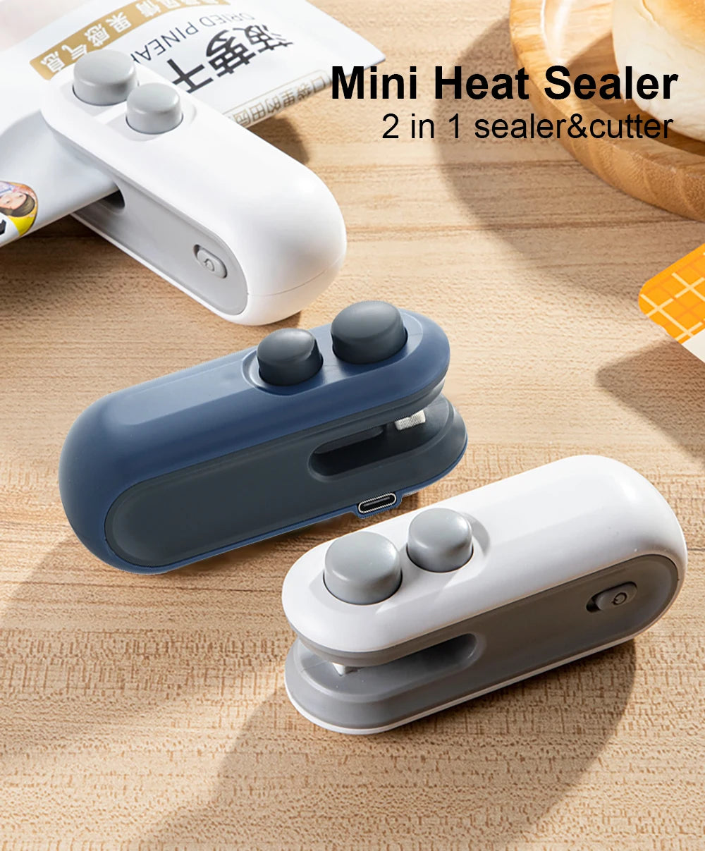 Mini Heat Bag Sealing Machine Package Sealer Bags Plastic Food Sealer Clip Bag Handheld Sealer Food Packaging Heat Sealer