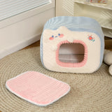 HOOPET Cute Cat Bed Warm Pet House Kitten Cave Cushion Comfort Cat House Tent Puppy Nest Small Dog Mat Supplies Bed for Cats