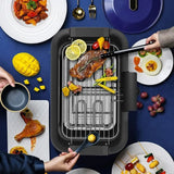 Electric Smokeless Grill, 1500W Electric Indoor BBQ Barbecue Grill, Large Capacity Household Electric Cooking Gril Non-Stick