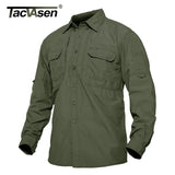 TACVASEN Mens Long Sleeve Shirts Summer Lightweight Quick Drying Shirt Hiking Nylon Shirts Long Sleeve Outdoor Work Cargo Shirts