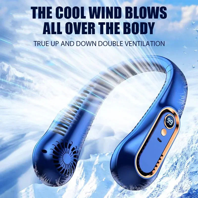 Hanging Neck Fan Digital Display Power ventilador Bladeless Neckband Fan Portable Mini Air Cooler USB Rechargeable Fan