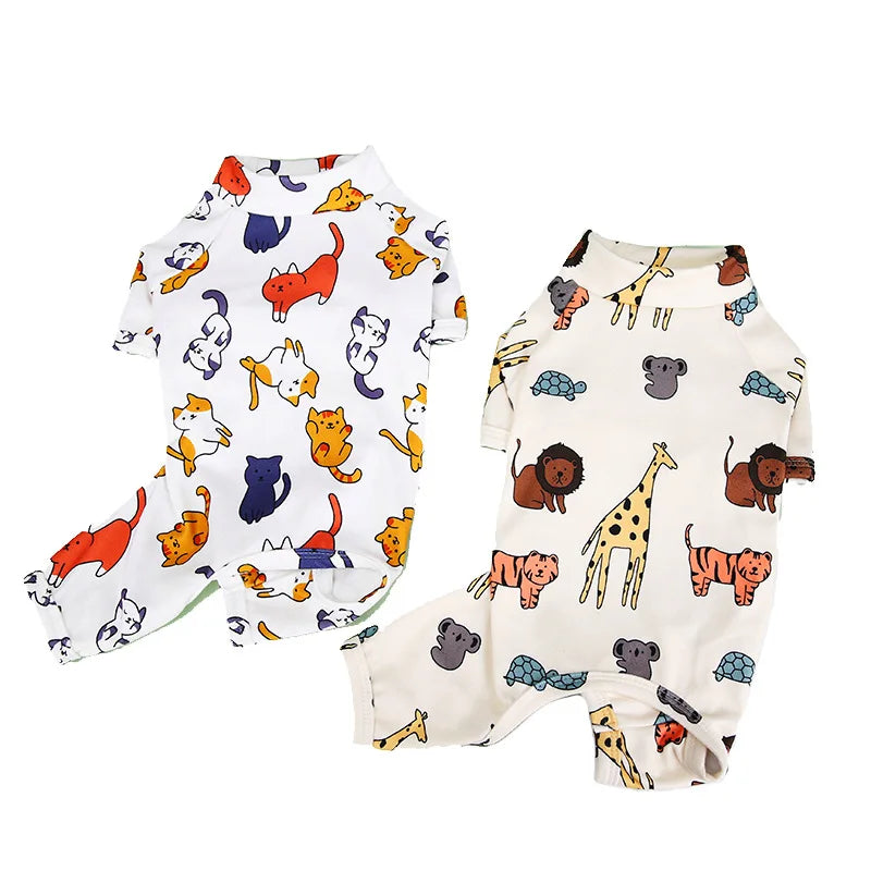 Cute Small Dogs Pajamas For Pet Dogs Cat Clothes Puppy Jumpsuit For Dog Coat For Chihuahua Pomeranian Dogs Print Clothing Shirt