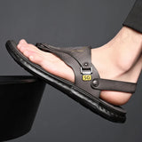 Summer Men Sandals Casual  Genuine Leather Leisure Sandals Designer Shoes Men