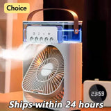 Portable Humidifier Fan Air Conditioners USB Electric Fan LED Night Light Water Mist Fun 3 In 1 Air Cooler Humidifie For Home