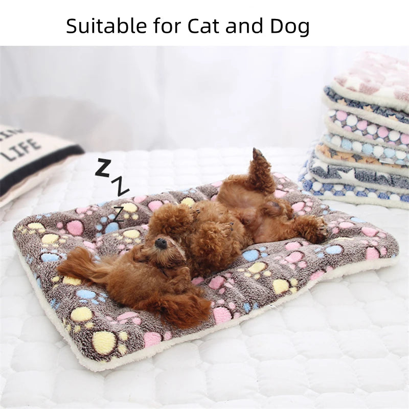 Washable Dog Bed Thickened Dog Mat Pet Cat Soft Fleece Pad Blanket Mat Cushion Home Bed Rug Keep Warm Pet Supplies cama perro